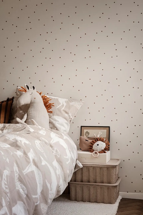Obývací pokoj a ložnice Tapeta ferm LIVING Dot Wallpaper 1102242689 bílá