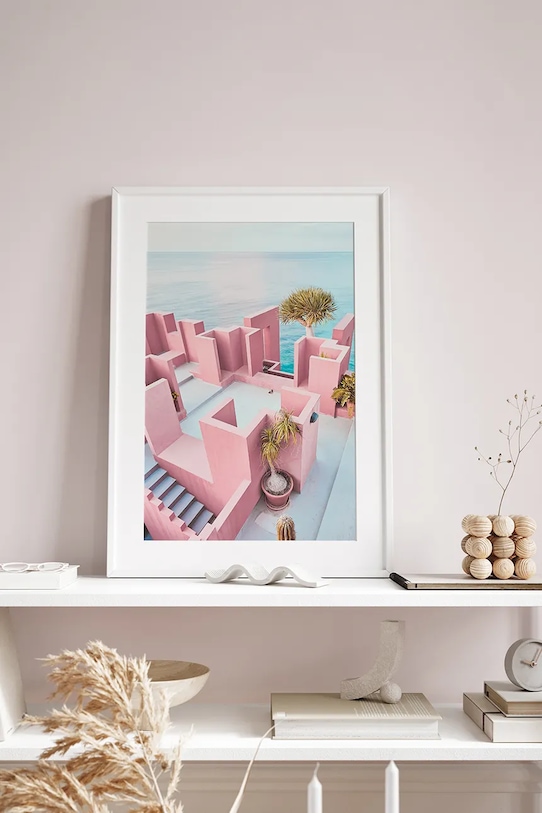 Living și dormitor home & lifestyle decorațiune de perete cu ramă SEA VIEW FROM THE PINK ROOF 50 x 70 cm 1541201.23158 multicolor