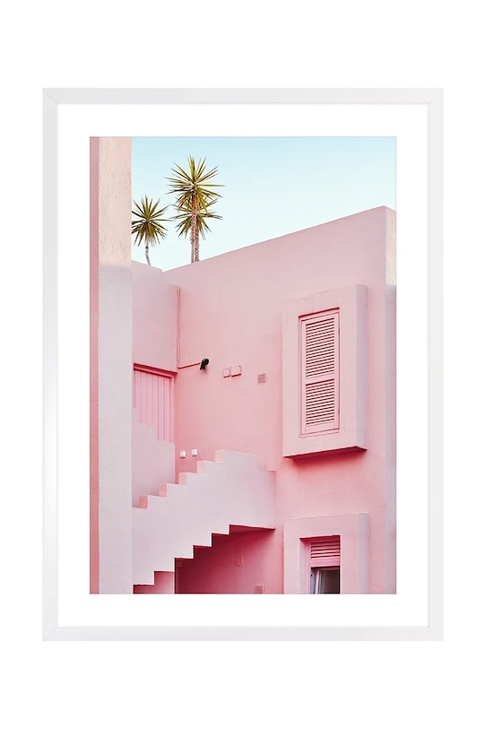 home & lifestyle decorațiune de perete cu ramă PINK BUILDING 50 x 70 cm multicolor 1541201.23159