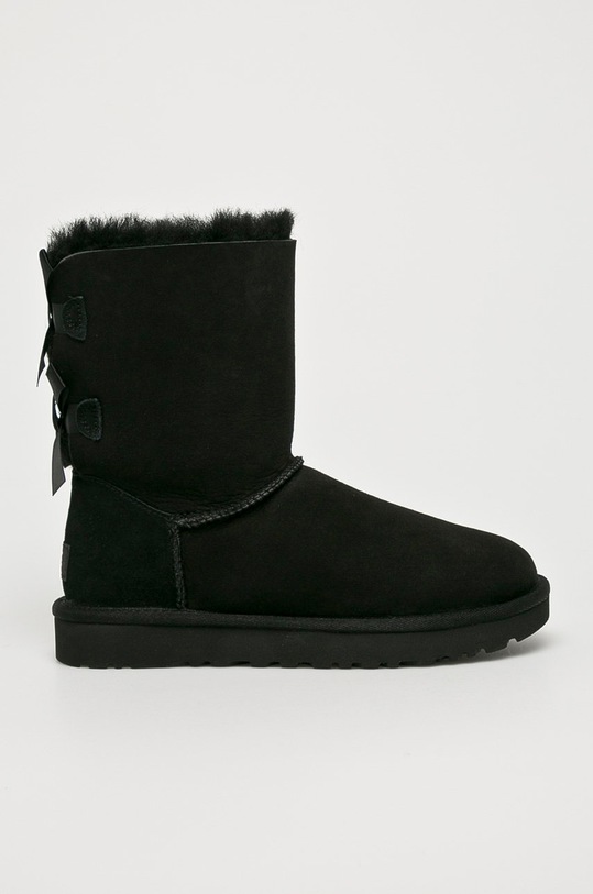 UGG - Δερμάτινες Μπότες Bailey Bow II φλατ μαύρο 1016225