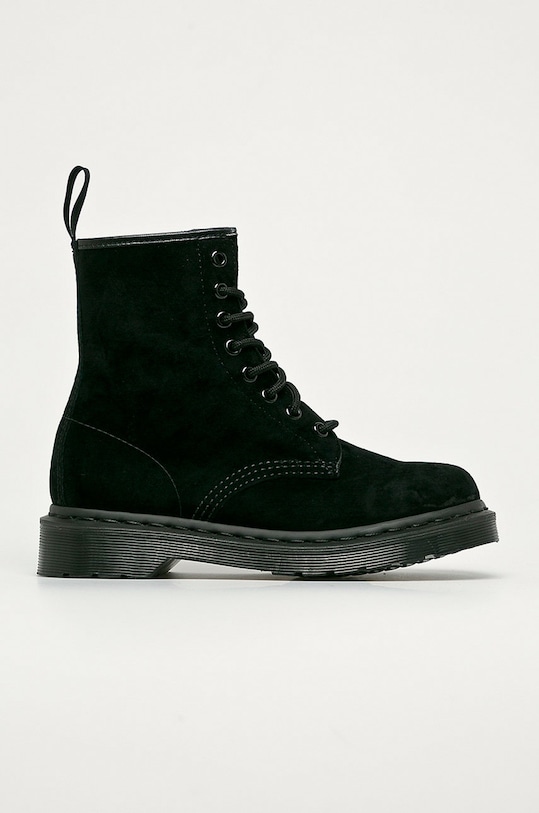 Dr. Martens - Botki zamszowe 1460 Mono płaski czarny 25536001