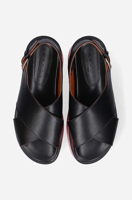 Kožené sandály Marni Wedge Shoe černá ZPMS007506.P3586.00N99