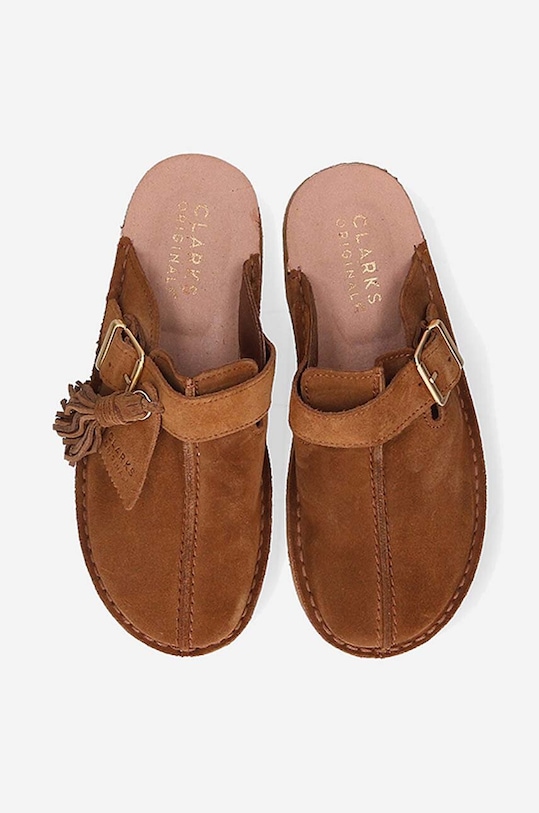Замшеві шльопанці Clarks Originals коричневий 26164440