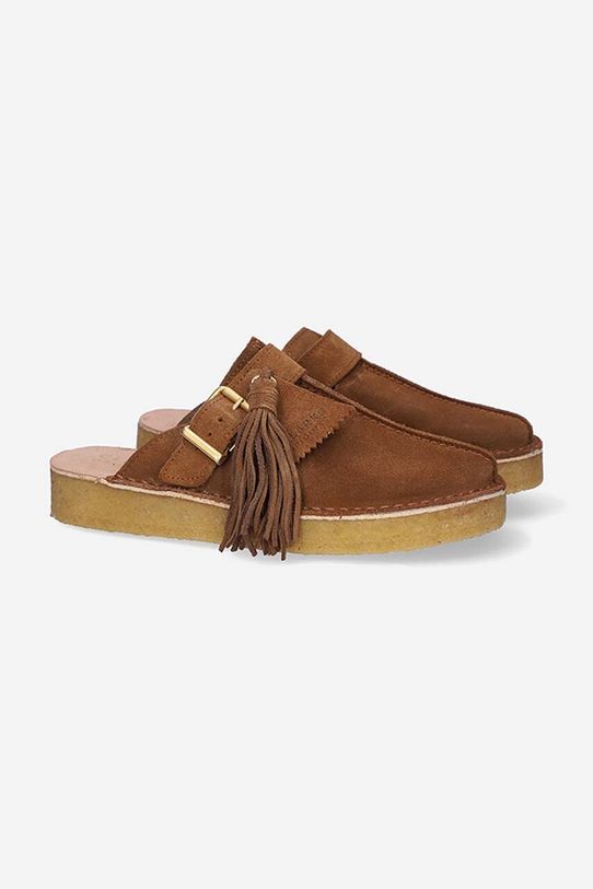 Clarks Originals Велурени чехли 26164440 кафяв