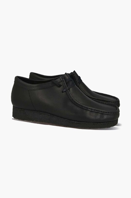 Kožené poltopánky Clarks Wallabee čierna 26155514