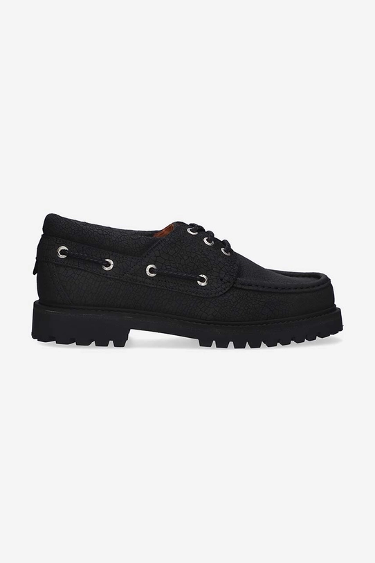 Filling Pieces mocassini in pelle FP Boatshoe flat nero 47928901847