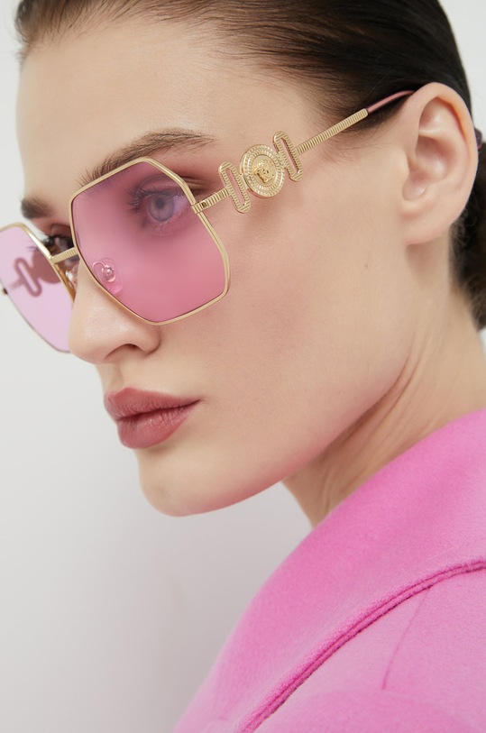 Versace okulary przeciwsłoneczne geometryczne różowy 0VE2248