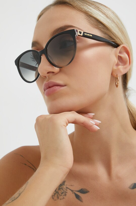 Love Moschino ochelari de soare rotund negru MOL041/S