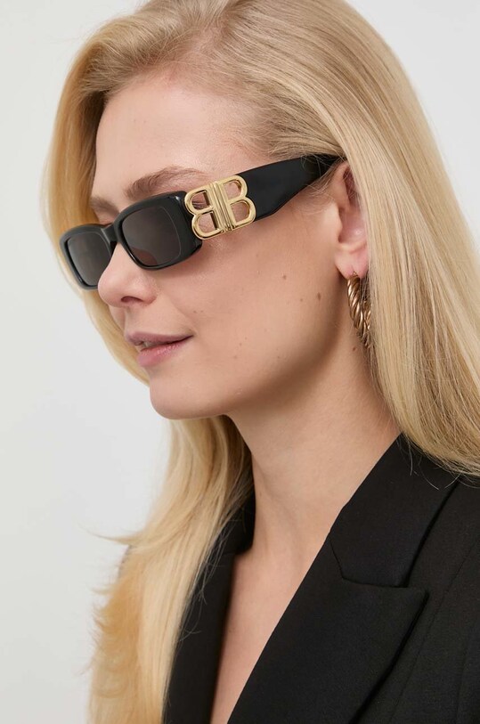 Balenciaga okulary przeciwsłoneczne jednolita czarny BB0096S