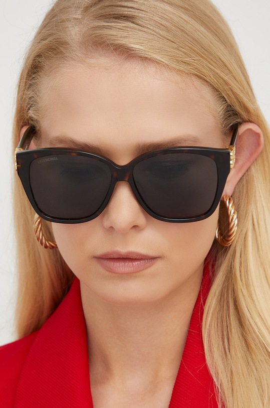 Balenciaga okulary przeciwsłoneczne BB0135SA brązowy