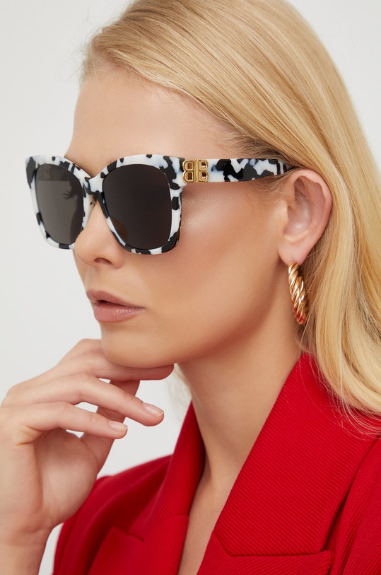 Сонцезахисні окуляри Balenciaga однотонна з деталлю сірий BB0102SA
