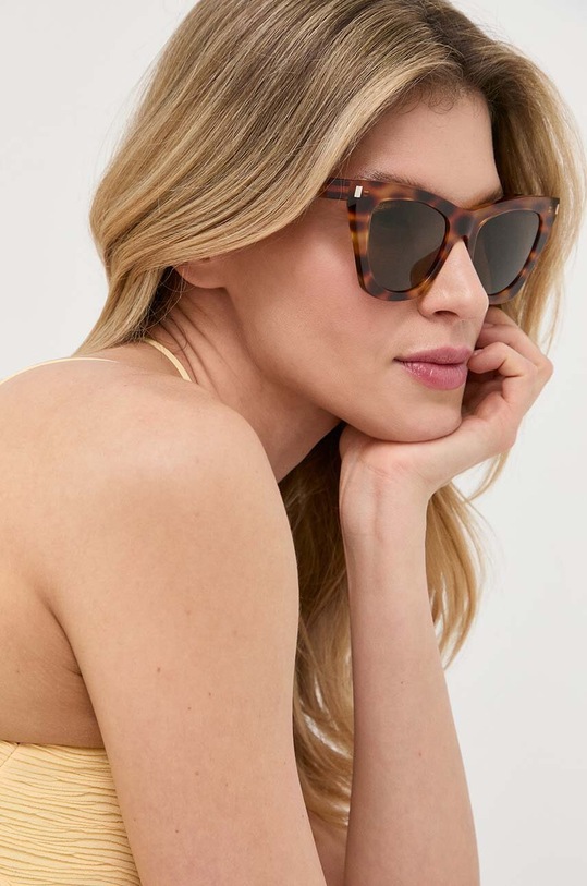 Saint Laurent okulary przeciwsłoneczne jednolita beżowy SL.214.KATE
