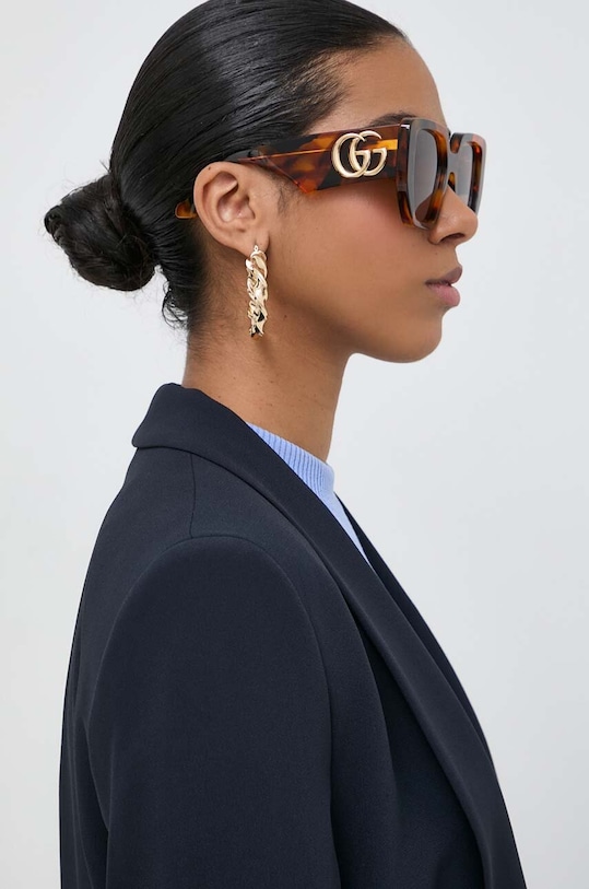 Gucci okulary przeciwsłoneczne jednolita brązowy GG0956S