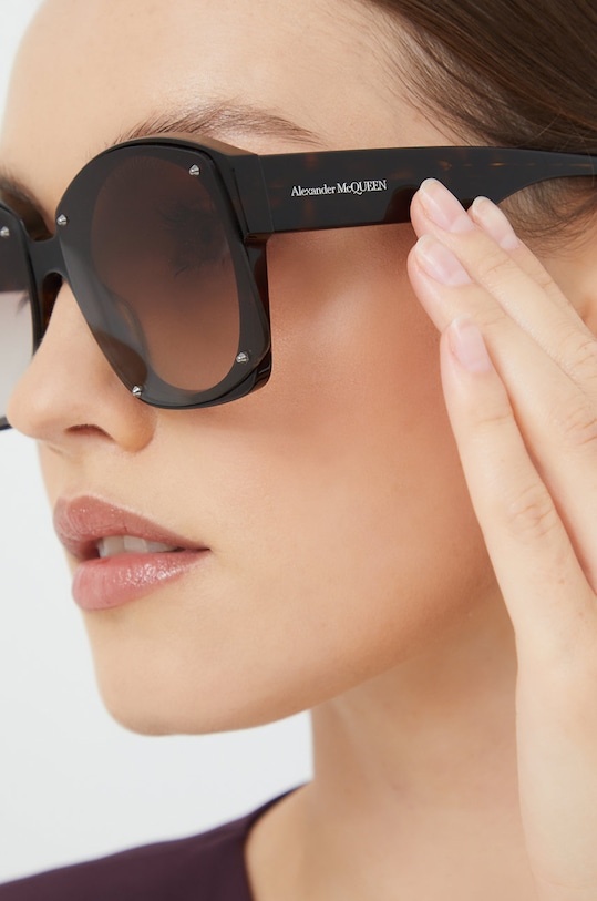 Alexander McQueen okulary przeciwsłoneczne AM0334S brązowy