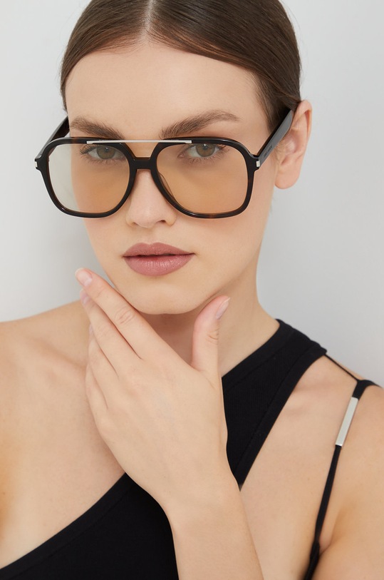 Saint Laurent okulary przeciwsłoneczne jednolita brązowy SL.545
