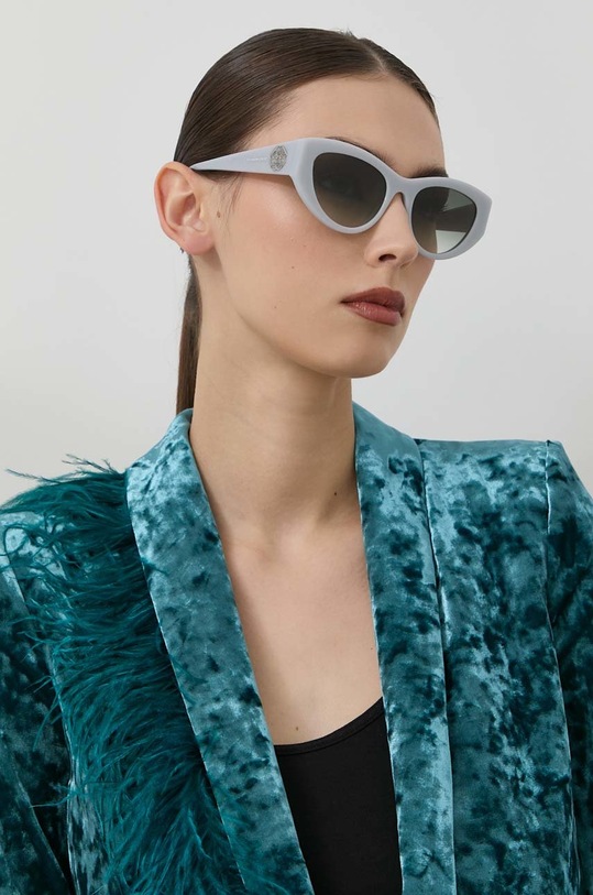 Alexander McQueen okulary przeciwsłoneczne kocie oczy szary AM0377S