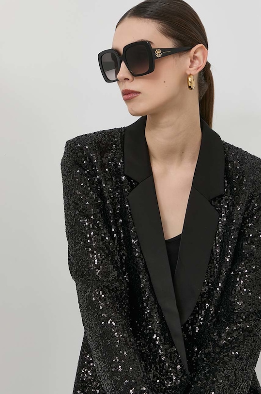 Alexander McQueen okulary przeciwsłoneczne prostokątne czarny AM0378S