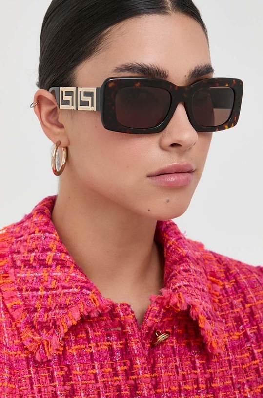 Versace occhiali da sole rectangle marrone 0VE4444U