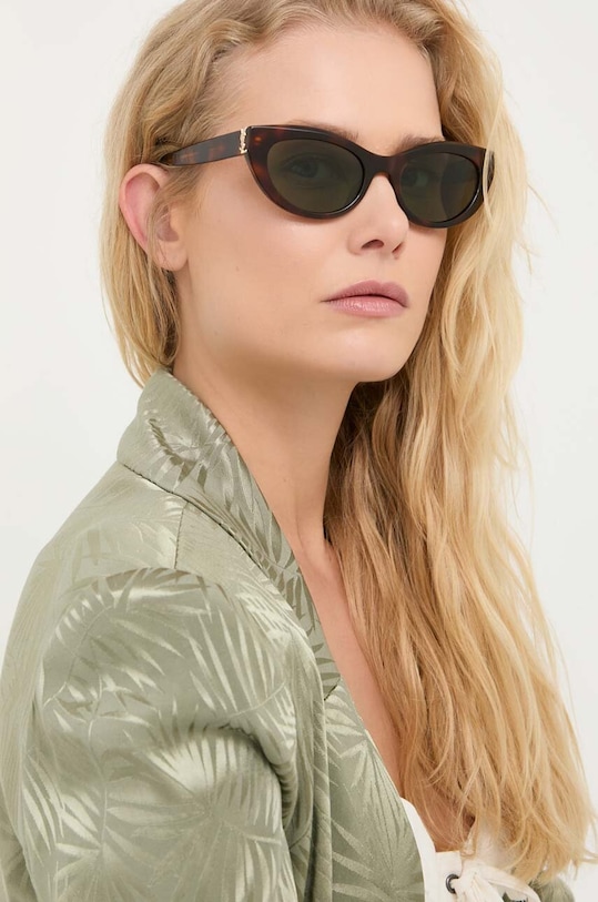 Saint Laurent okulary przeciwsłoneczne jednolita brązowy SL.M115