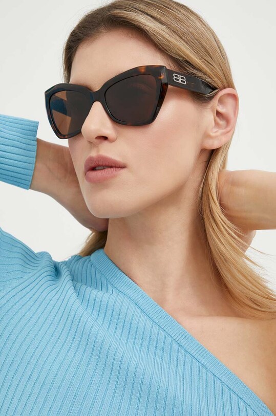 Balenciaga okulary przeciwsłoneczne jednolita brązowy BB0271S