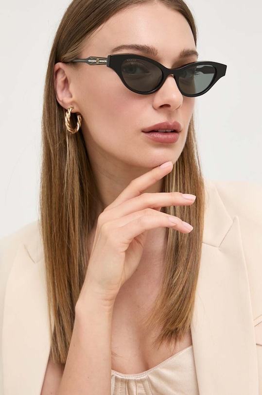 Gucci okulary przeciwsłoneczne kocie oczy czarny GG1298S