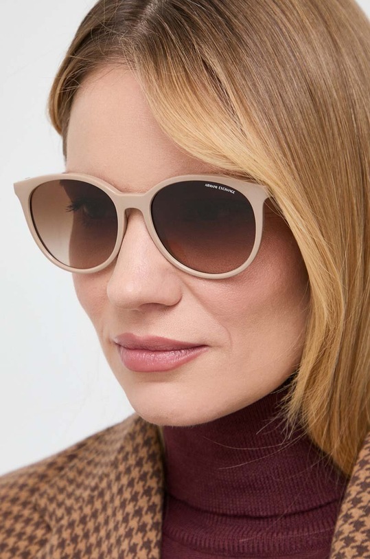 Armani Exchange okulary przeciwsłoneczne jednolita beżowy 0AX4140S