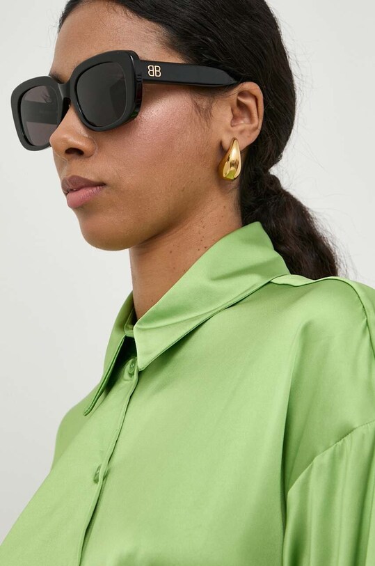 Balenciaga okulary przeciwsłoneczne gładka z detalem czarny BB0295SK