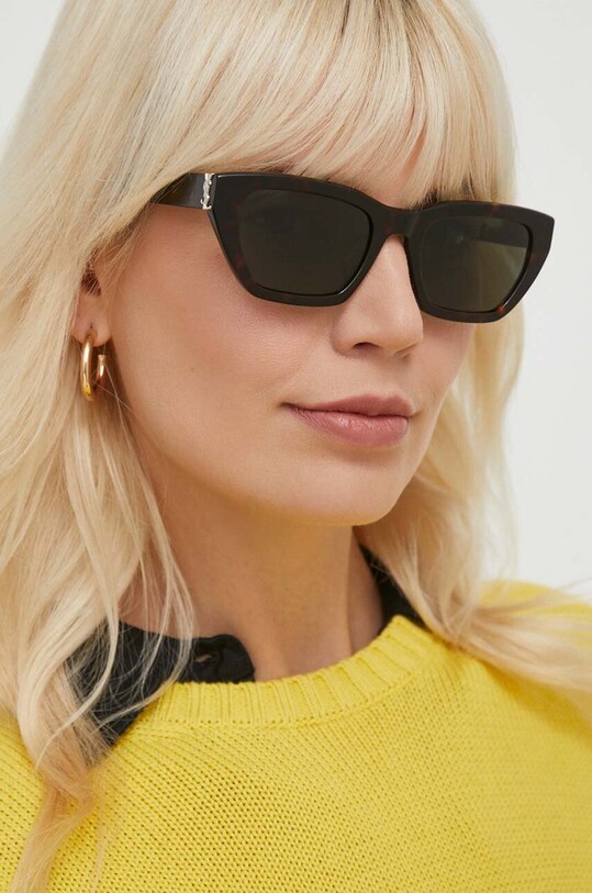Saint Laurent okulary przeciwsłoneczne jednolita brązowy SL.M127/F