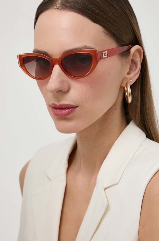 Guess okulary przeciwsłoneczne kocie oczy pomarańczowy GU7910.5244F