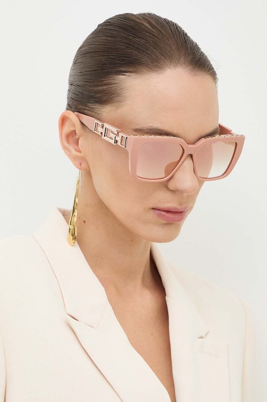 Guess okulary przeciwsłoneczne prostokątne beżowy GU7915.5572U