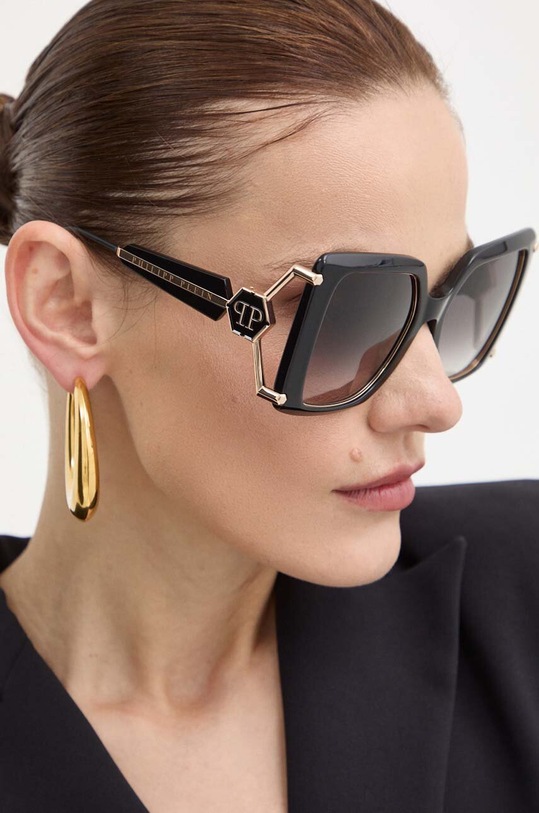 Philipp Plein ochelari de soare dreptunghiular negru SPP121S.560700