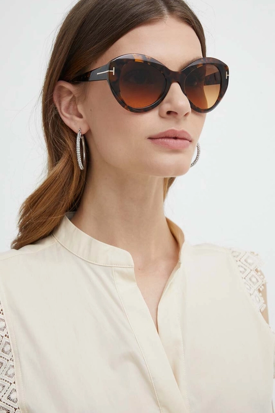 Tom Ford okulary przeciwsłoneczne jednolita brązowy FT1084.5252F