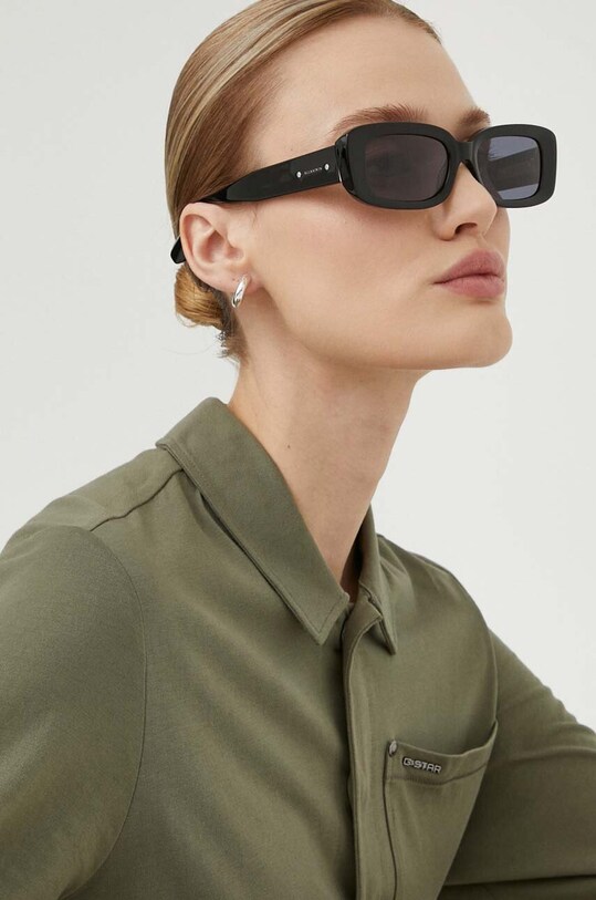 AllSaints okulary przeciwsłoneczne prostokątne czarny ALS500600153
