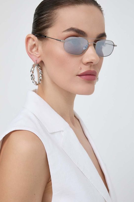 AllSaints okulary przeciwsłoneczne prostokątne szary ALS700480155