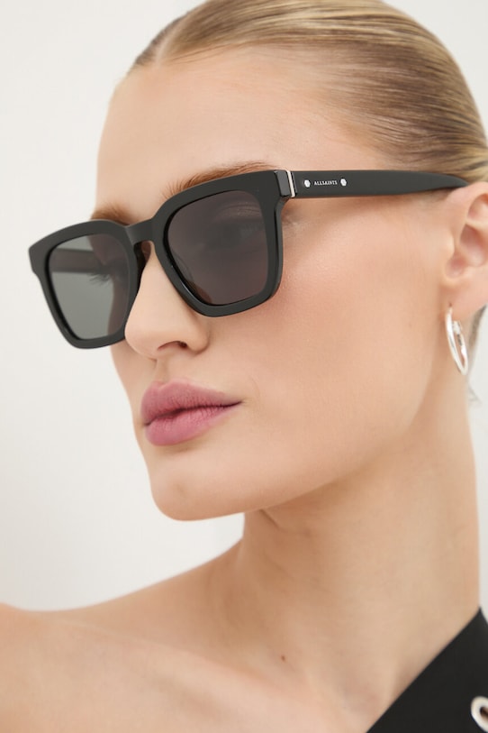 AllSaints ochelari de soare neted cu detalii negru ALS500501151