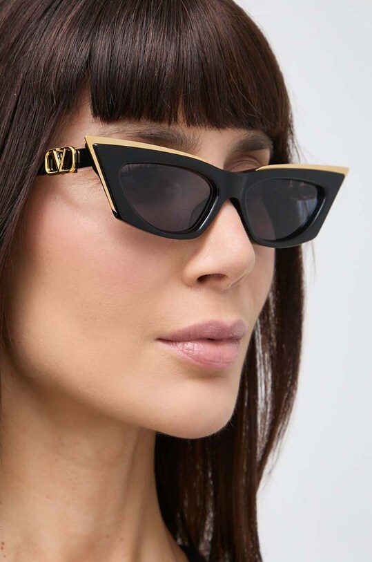 Valentino okulary przeciwsłoneczne V - GOLDCUT - I kocie oczy czarny VLS.113A