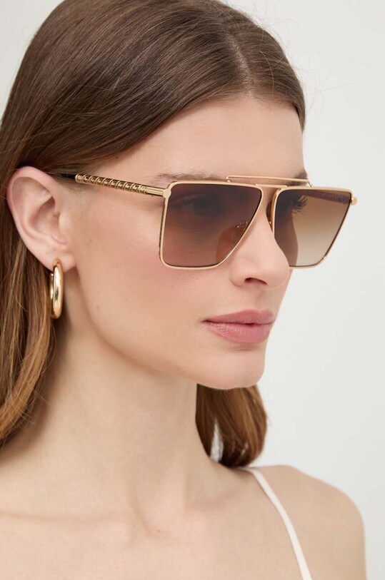 Сонцезахисні окуляри Versace однотонна з деталлю золотий 0VE2266
