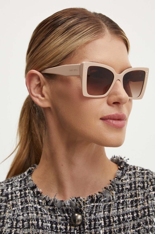 Sunčane naočale Jimmy Choo mačje oči bež 0JC5001B