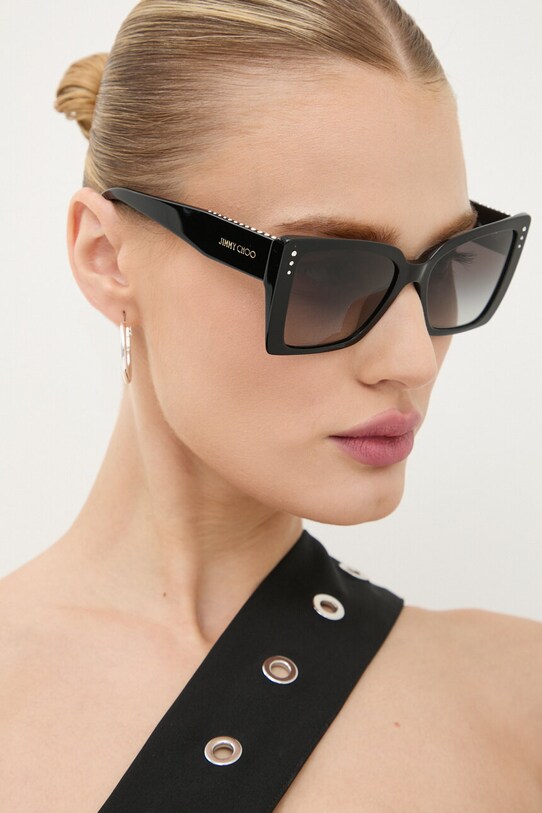 Сонцезахисні окуляри Jimmy Choo однотонна з деталлю чорний 0JC5001B