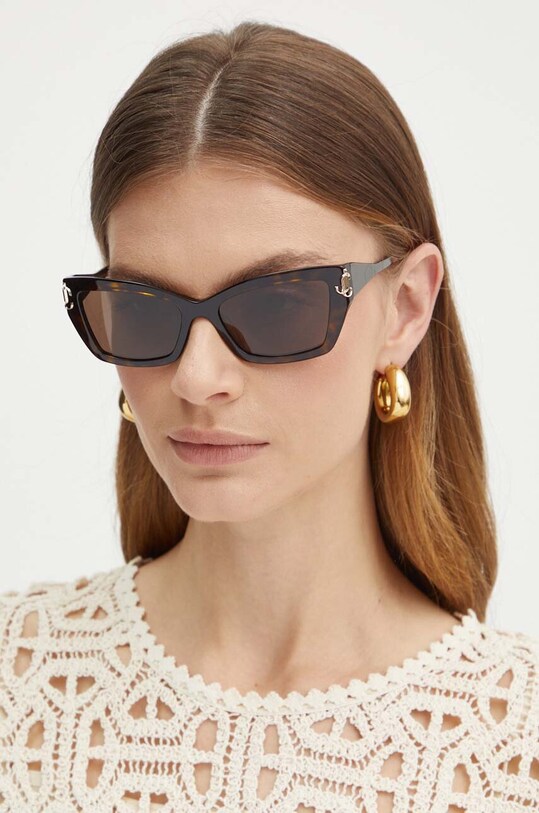 Jimmy Choo ochelari de soare ochi de pisică maro 0JC5011U