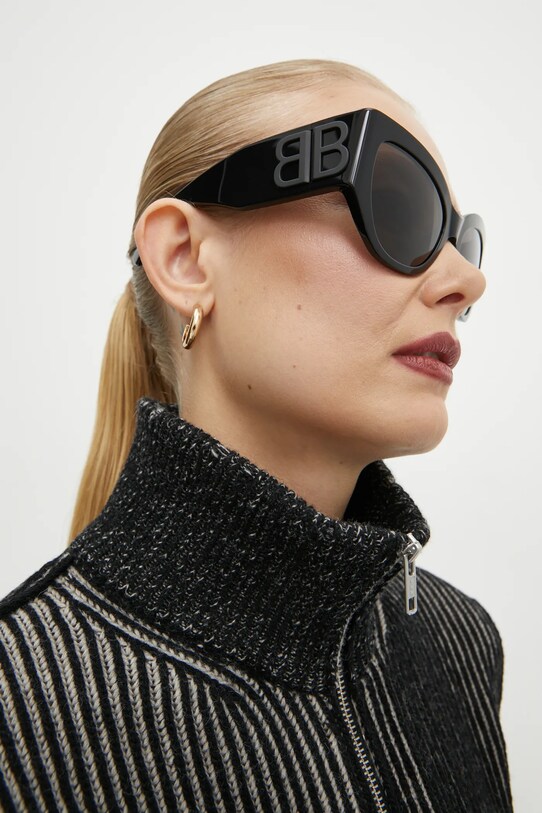 Balenciaga okulary przeciwsłoneczne wzorzysta z detalem czarny BB0322S