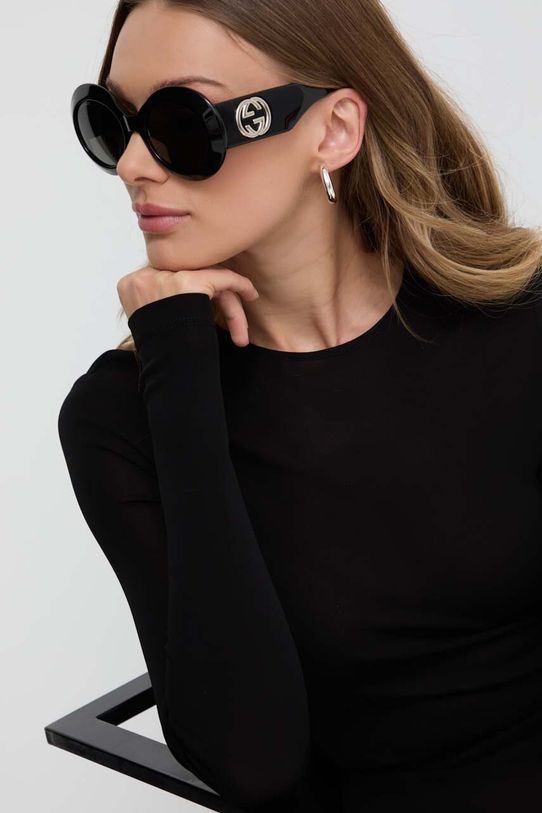 Солнцезащитные очки Gucci кошачий глаз чёрный GG1647S