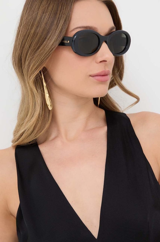 Gucci ochelari de soare rotund negru GG1587S