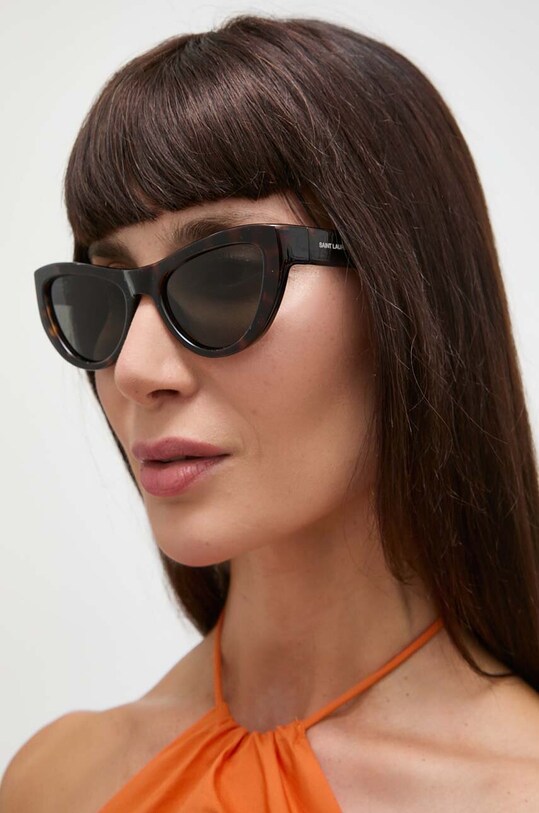 Saint Laurent okulary przeciwsłoneczne jednolita brązowy SL.676