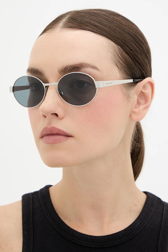 Сонцезахисні окуляри Saint Laurent кругла срібний SL.692