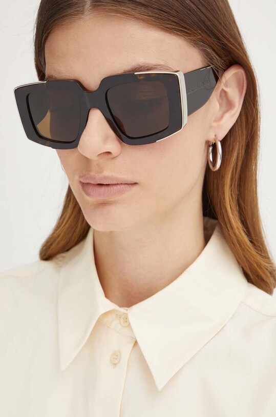 Alexander McQueen ochelari de soare dreptunghiular maro AM0446S
