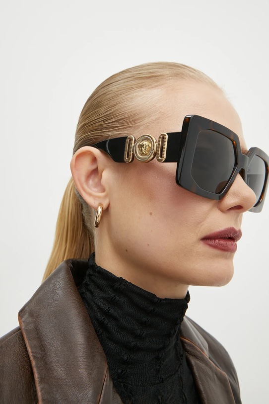 Versace occhiali da sole rectangle marrone 0VE4478U