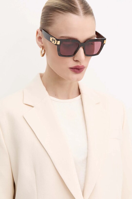 Gucci okulary przeciwsłoneczne prostokątne fioletowy GG1689S