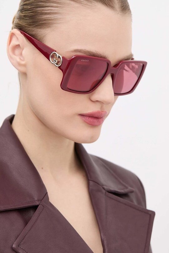 Gucci okulary przeciwsłoneczne prostokątne bordowy GG1692S