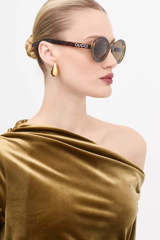 Слънчеви очила Gucci кръгла кафяв GG1722SA